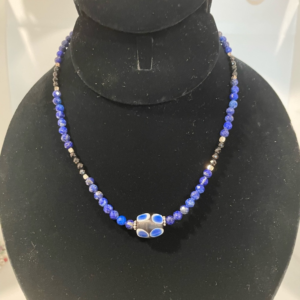 Ancient Phoenician Glass, Lapis and Spinel Necklace